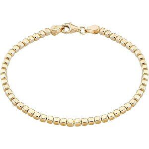 Italian 925 Sterling Silver 18Kt Gold Plated Organic Cube Bead Chain Bracelet